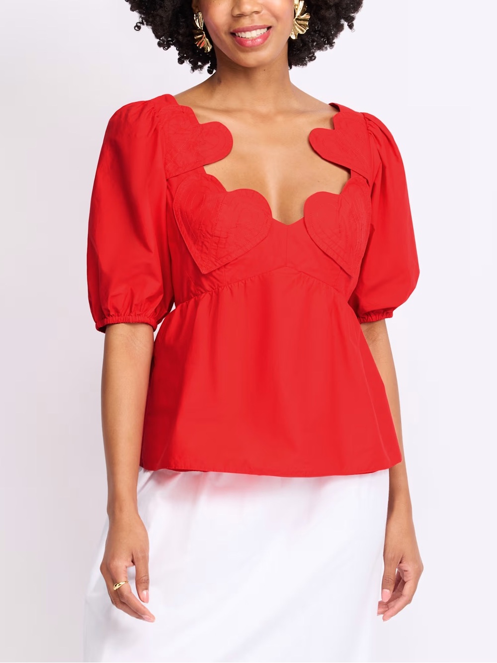 Farm Rio Red Heart Short Sleeve Women's Top